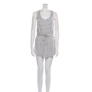 Barneys New York Authentic Black White Striped Scoop Neck Tank Mini Dress Medium